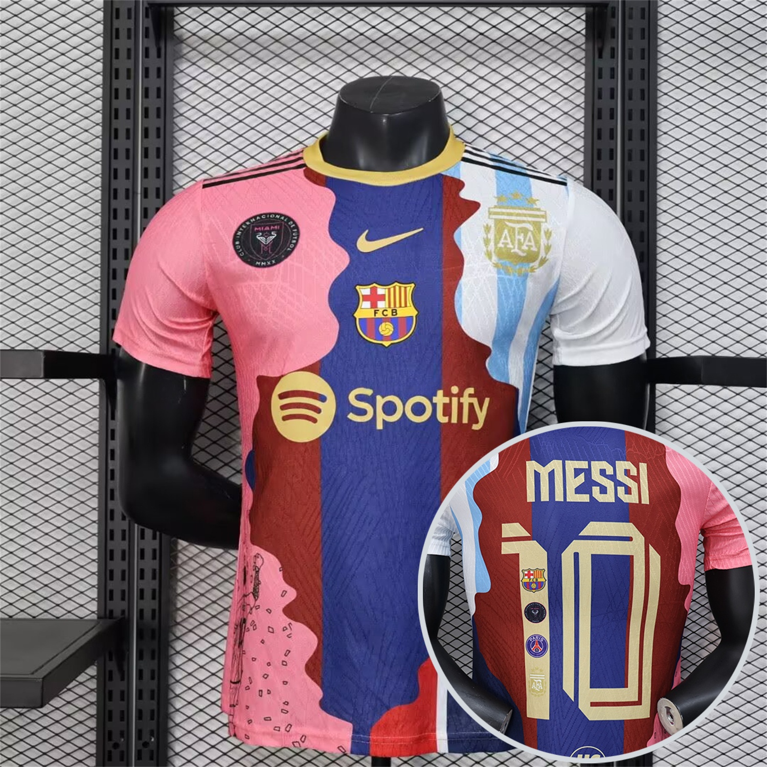 Messi Career Commemorative Jersey - Player Version - INT M.A.M Argentina Barcelona Paris Saint-Germain PSG - JerseysGala