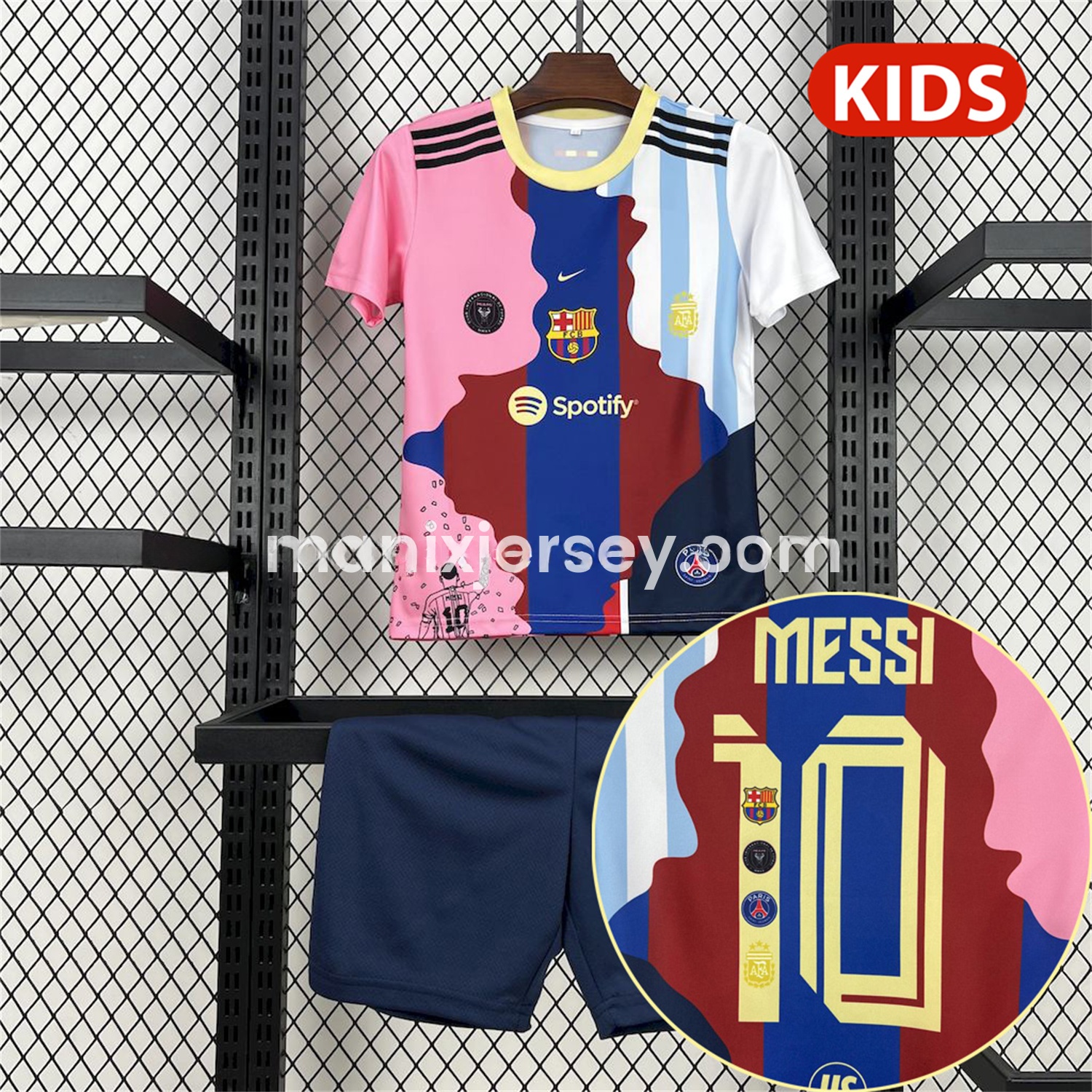 Messi Career Commemorative Kids Kit with Messi #10 - Barcelona Argentina Paris Saint-Germain PSG INT M.A.M - JerseysGala