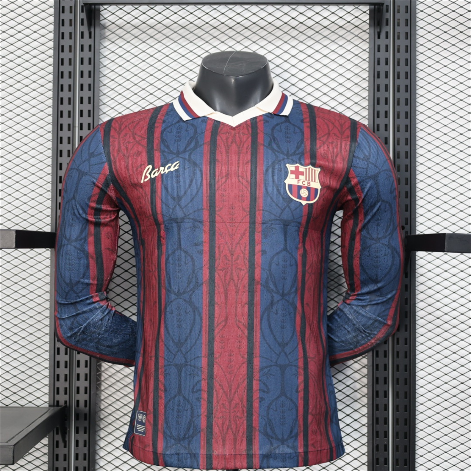 Barcelona 25-26 125th Anniversary Throwback Long Sleeves Jersey - Player Version - JerseysGala