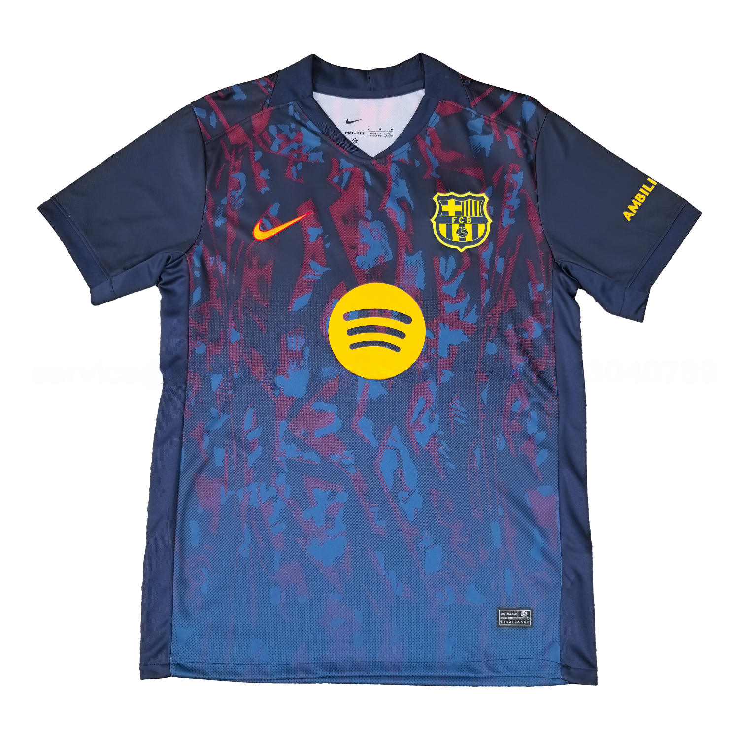 Barcelona 25-26 Deep Blue Training Jersey with Red and Blue Tree Pattern - Fans Version - JerseysGala