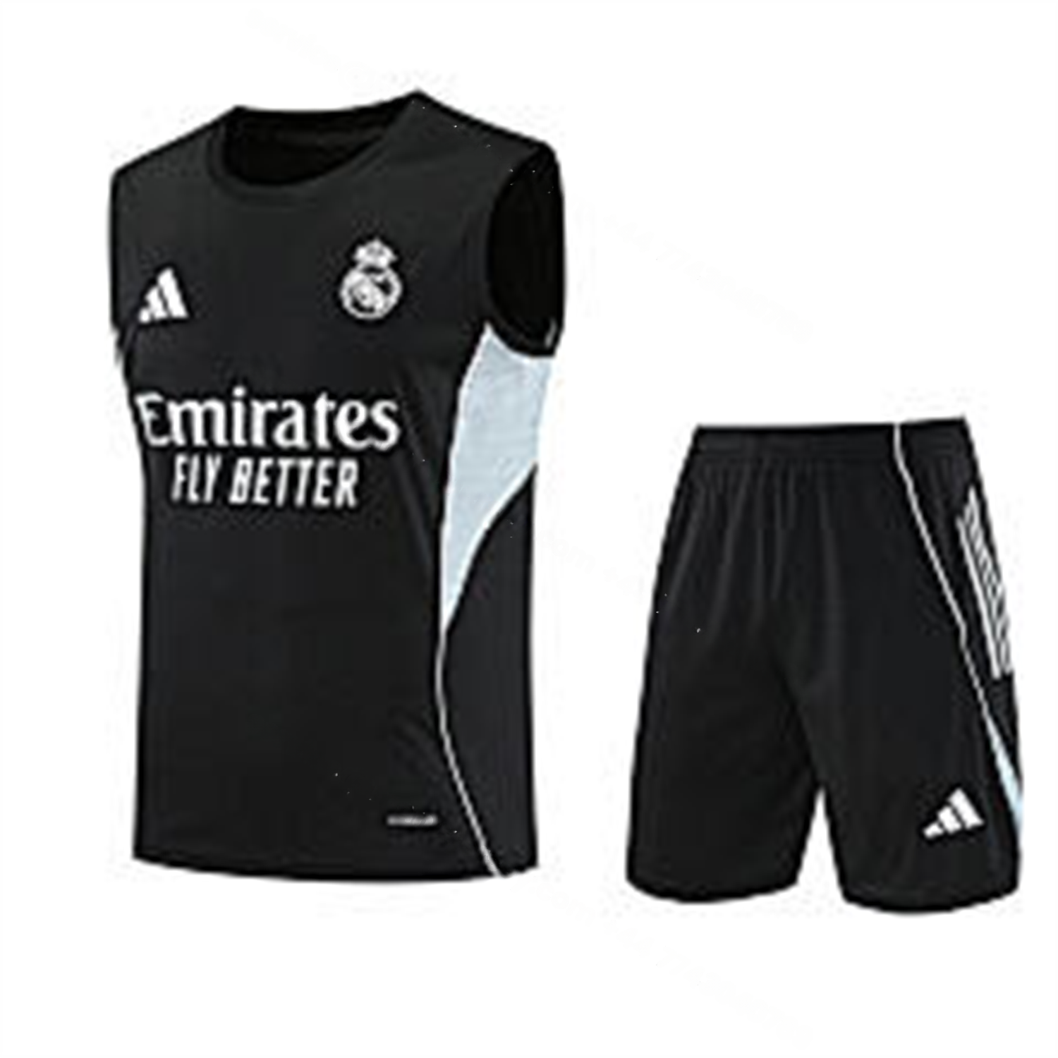 Real Madrid 25-26 Vest Training Set - Black And Light Grey Vest & Black Shorts - JerseysGala