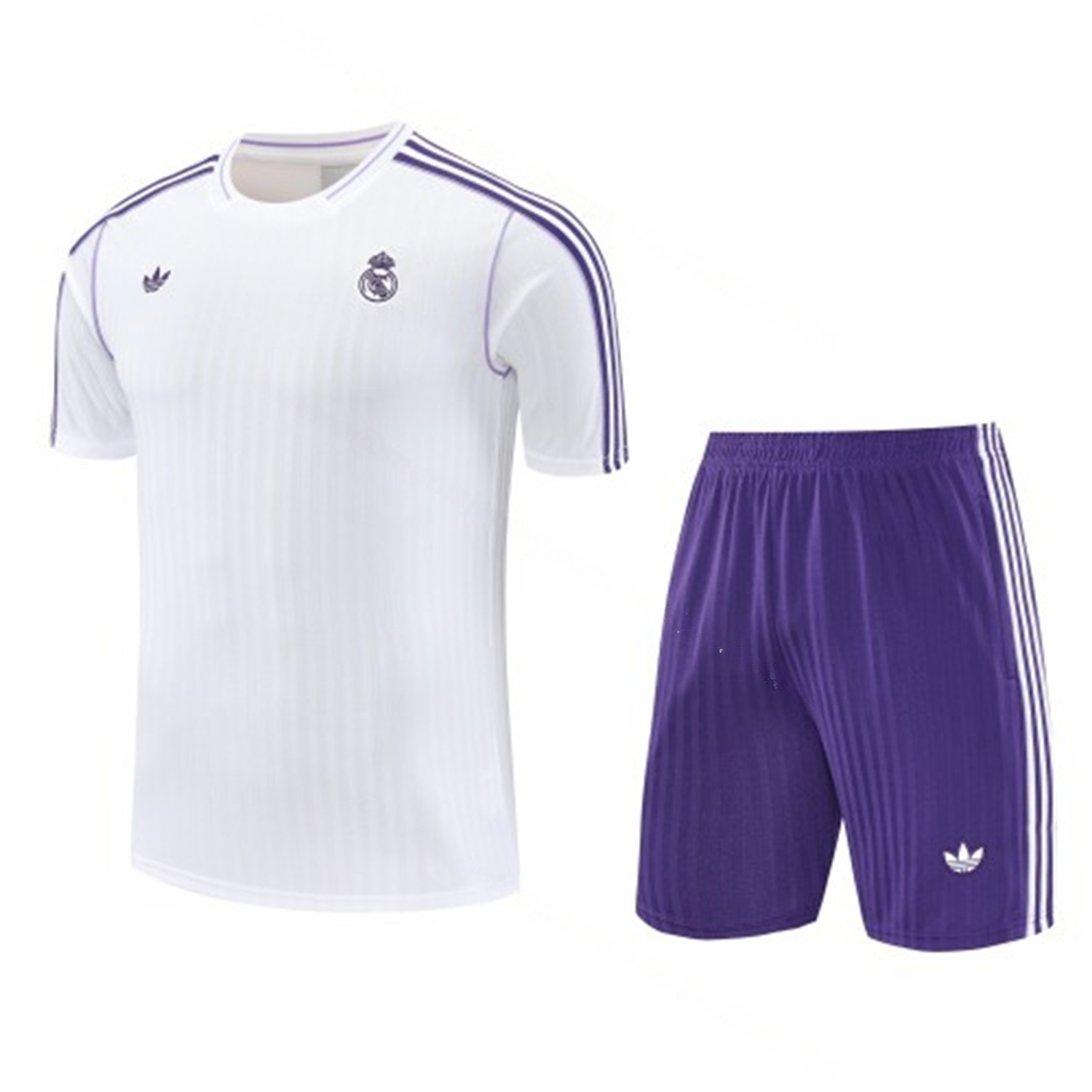 Real Madrid 25-26 Short-Sleeve Training Set - Purple And White Top & Purple Shorts - JerseysGala
