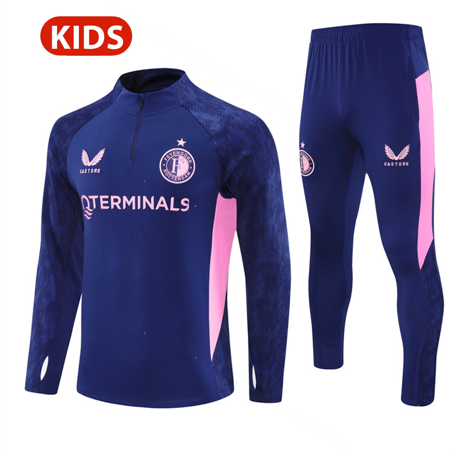 Feyenoord 25-26 Kids Long Sleeve Training Set - Royal Blue Top & Royal Blue Pants - JerseysGala