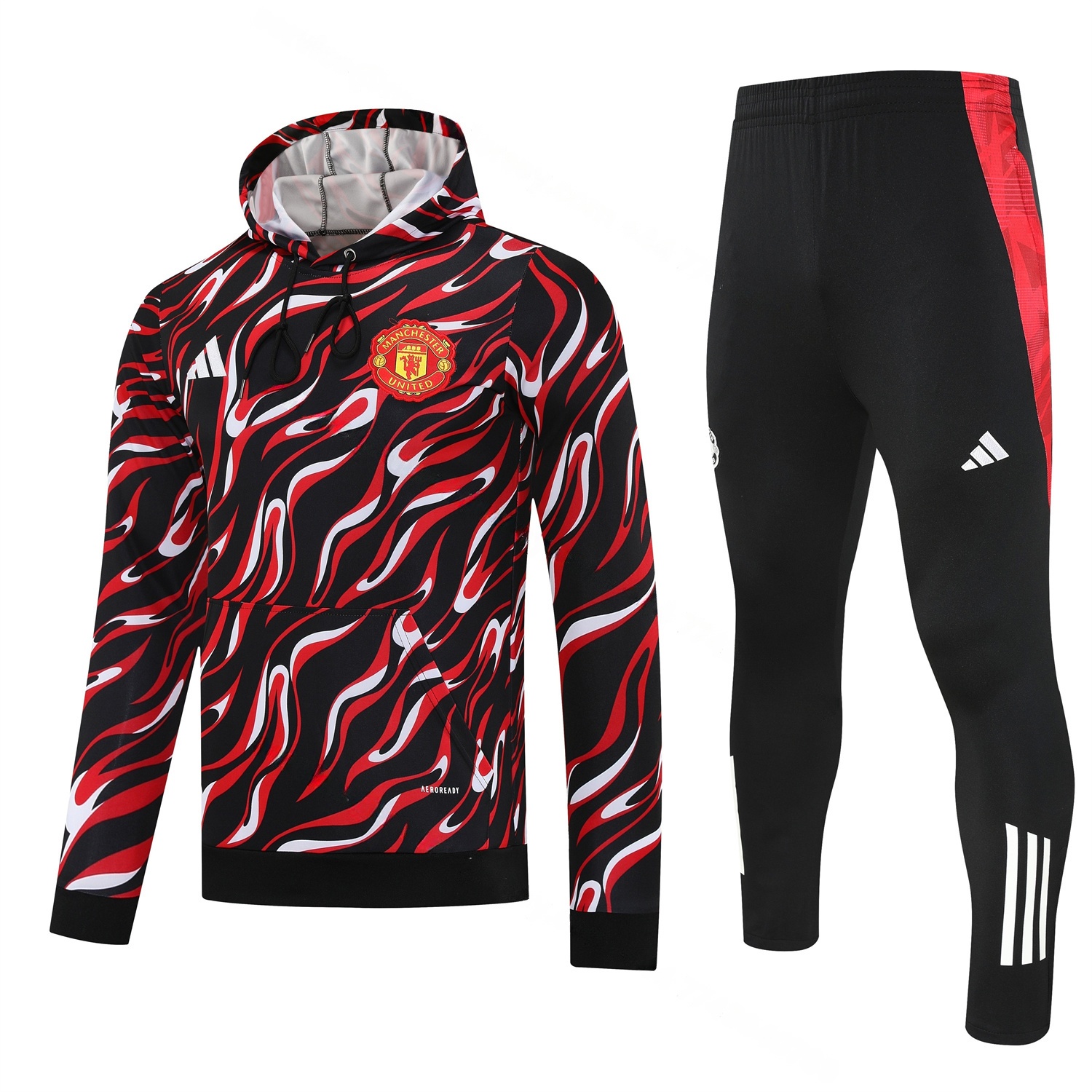Manchester United 25-26 Traning Hoodie Set - Flowing Red Hoodie With Black Pants - JerseysGala