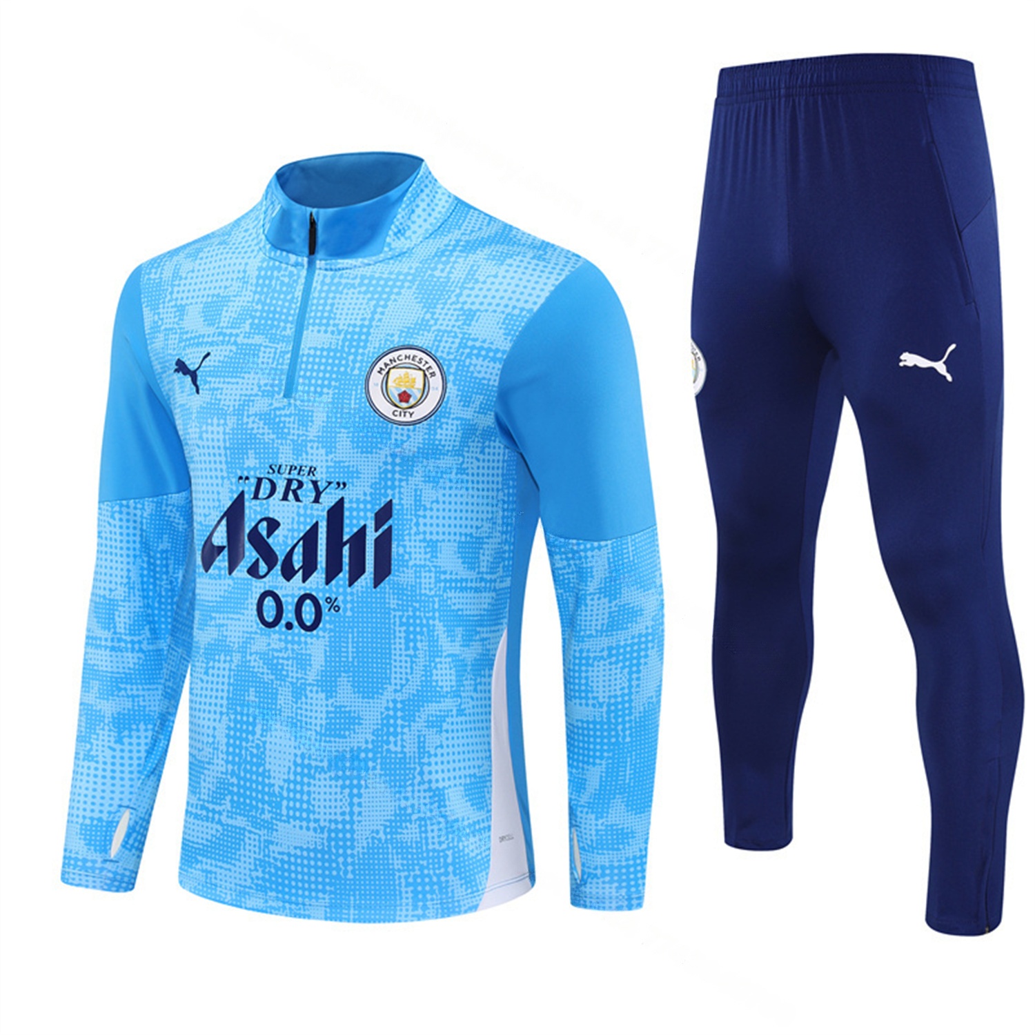 Manchester City 25-26 Long Sleeve Training Set -Light Blue Top & Deep Blue Pants - JerseysGala