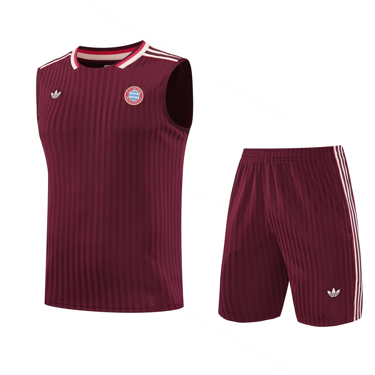 Bayern Munich 25-26 Vest Training Set - Wine Red Lines Vest & Wine Red Lines Shorts - JerseysGala