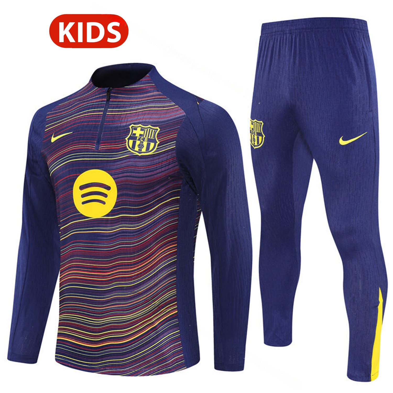 Barcelona 25-26 Kids Long Sleeve Training Set - Purple Camouflage Top & Blue Pants - JerseysGala