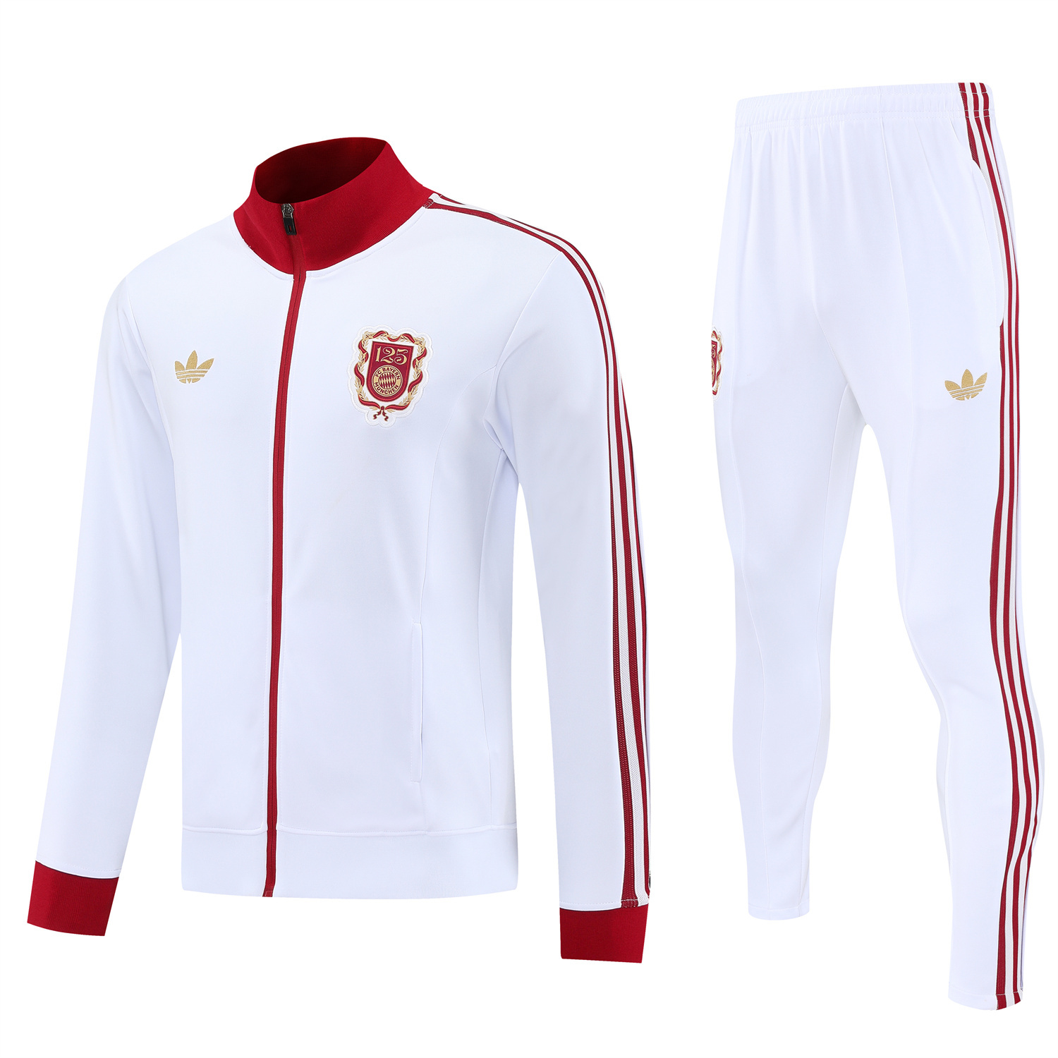 Bayern Munich 25-26 125th Anniversary Jacket Training Tracksuit - White Jackets & White Pants - JerseysGala