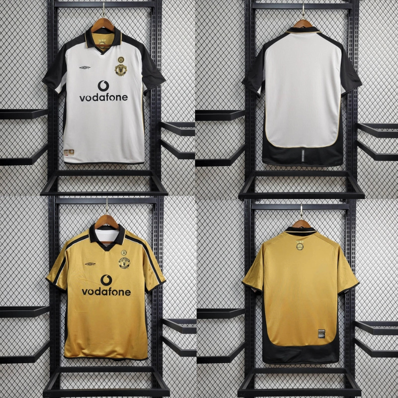 Retro Manchester United 01-02 100th Anniversary Special Edition Jersey - White & Gold - JerseysGala